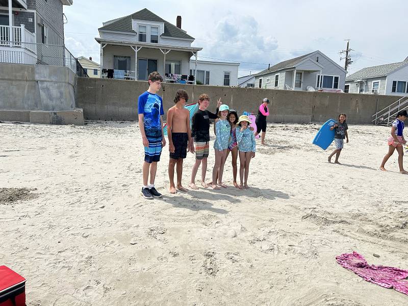 [ Grandchildren Chris Fox George Vicky Tallula and Becca at Wells Beach ]